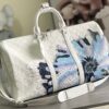 LV白色藍花Keepall旅行袋 高仿一比一壓紋原單精品｜歐美奢侈品精品推薦