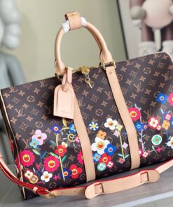 LV花花Keepall旅行袋 高仿原單聯名限量款 老花帆布手提包