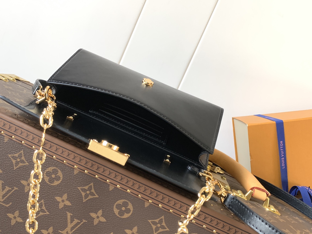 LV黑色手提包 高仿原單小型斜背包 金鍊肩背包 百搭時尚女用款｜歐美奢侈品精品推薦