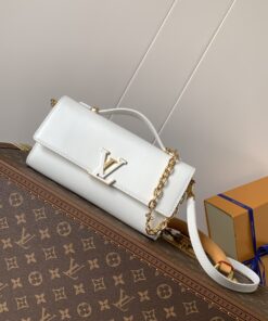 LV白色手提包 高仿原單斜背小包 金鍊肩背包 時尚百搭復刻女用款