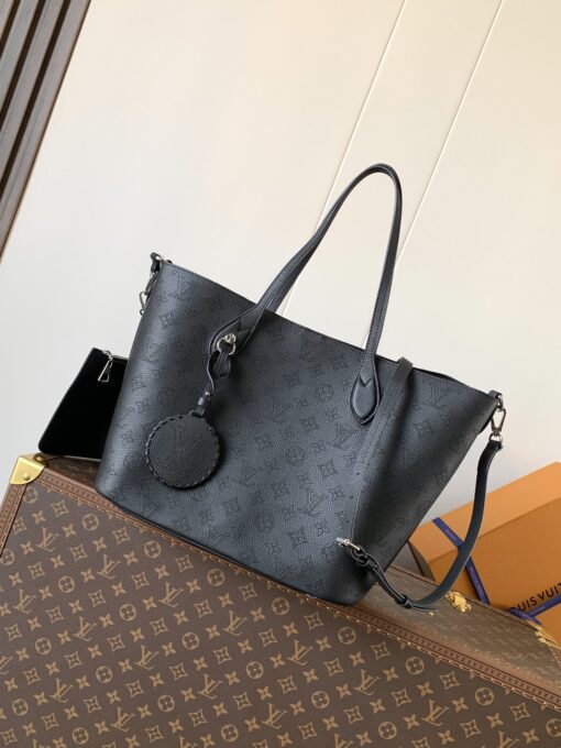 LV壓紋托特包 黑色原單復刻款 大容量高仿肩背手提包