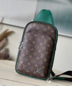 LV斜背胸包 經典Monogram綠邊款 高仿原單男士側背包