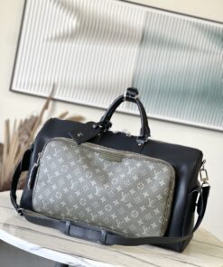 LV一比一旅行袋灰綠帆布配皮革設計大容量出遊首選