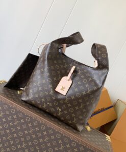 LV原單仿款OnTheGo柔感托特包深棕Monogram粉膚色吊牌女用大容量手提包