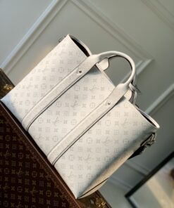 LV原單白色托特包Monogram壓紋簡約高級感男士大容量款