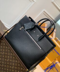 LV一比一黑色手提包牛皮紋理設計經典商務風通勤包