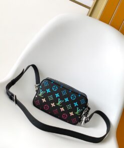 LV精品仿製迷你相機包黑底彩Logo設計潮流斜背款式推薦