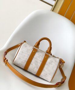 LV一比一白色迷你水桶包焦糖皮飾設計感清新輕奢款