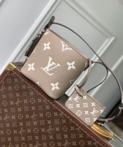 LV精品仿製杏色兩件式手袋浮雕大花設計氣質百搭款