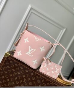 LV精品仿製粉色兩件式水桶包甜美浮雕設計小資女推薦