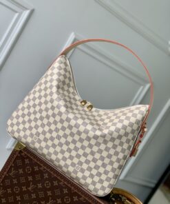 LV高仿棋盤格腋下包奶白紅邊設計感十足夏季百搭首選
