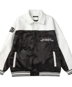 LV高仿黑白拼接棒球外套 刺繡字樣設計款