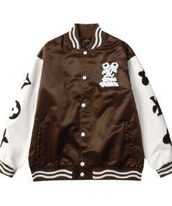 LV高仿巧克力棕棒球外套 復古毛巾刺繡設計款