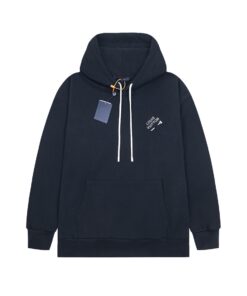 LV原單黑藍色簡約LOGO連帽衛衣 秋冬款男士帽T