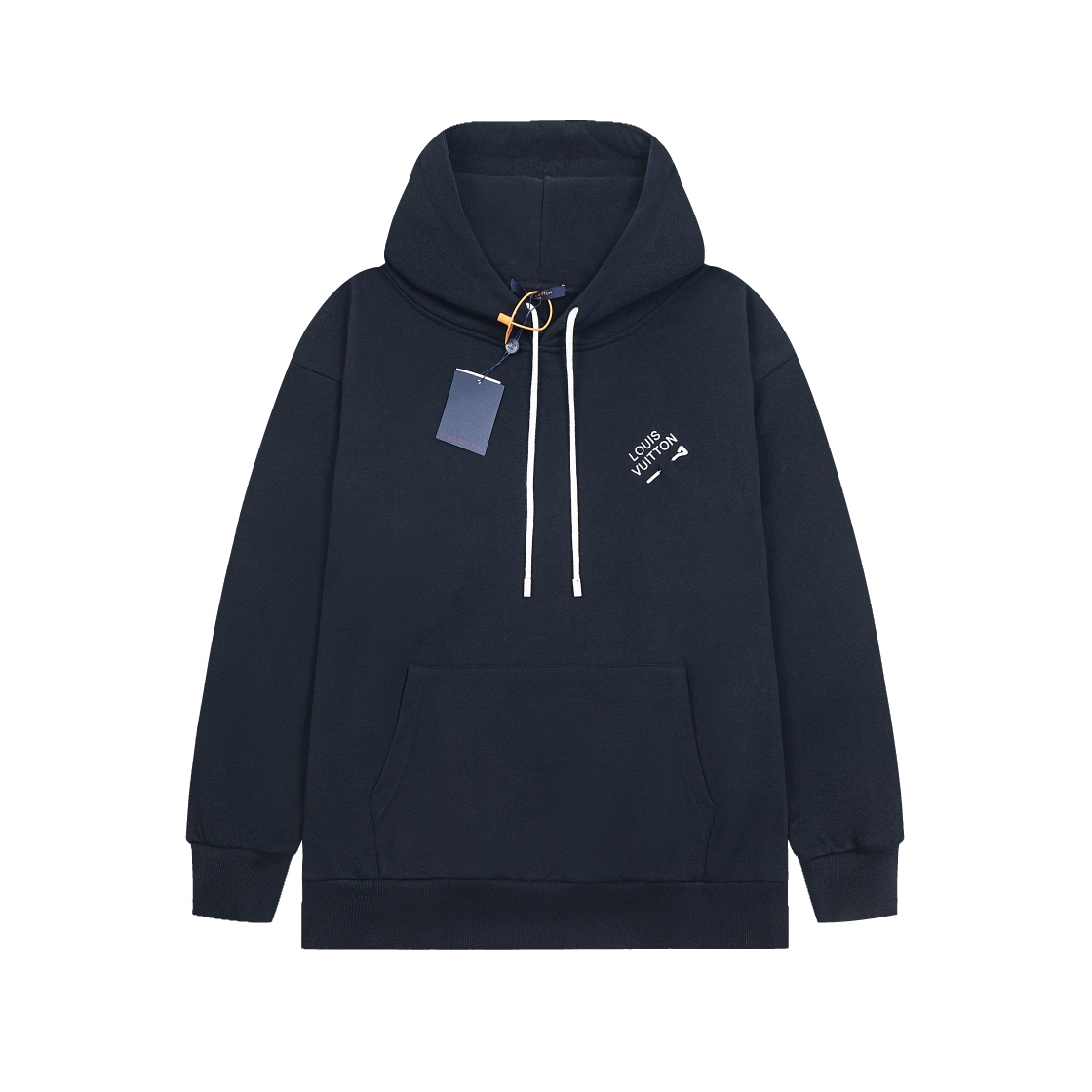 LV原單黑藍色簡約LOGO連帽衛衣 秋冬款男士帽T|超A仿原單精品圖片 1 LV原單黑藍色簡約LOGO連帽衛衣 秋冬款男士帽T