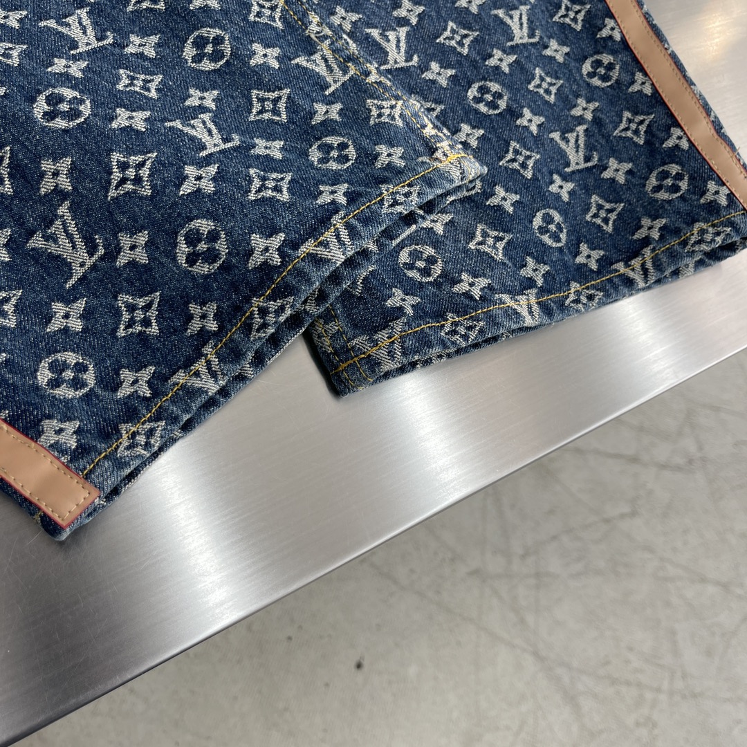 LV高仿水洗丹寧提花牛仔褲 潮流復古街頭百搭款｜歐美奢侈品精品推薦