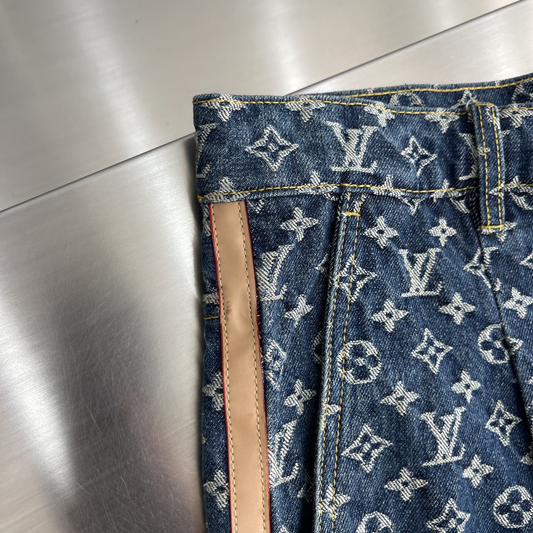 LV高仿水洗丹寧提花牛仔褲 潮流復古街頭百搭款｜歐美奢侈品精品推薦