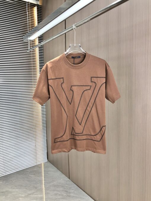 LV高仿壓線LOGO大地色短袖T恤2025男裝質感推薦款