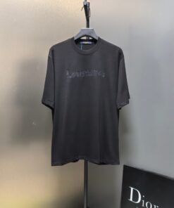 LV黑色短袖T恤 男士嵌鑽LOGO設計款 精緻A貨舒適版型