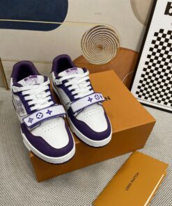 LV高仿白紫魔鬼氈運動鞋 男款潮流百搭配色