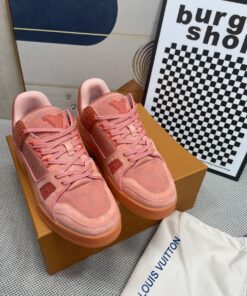 LV高仿粉橘麂皮運動鞋 潮流百搭低筒男鞋
