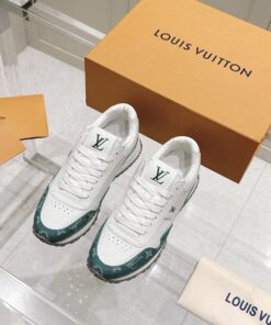 LV高品質仿Run Away 白綠老花拼接運動鞋 潮流新作
