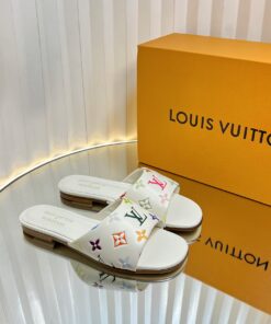 LV復刻白底彩標平底拖鞋原單款 夏日人氣百搭女鞋