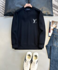 LV高仿黑色迷你Logo衛衣 男士圓領百搭長袖上衣