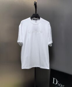 LV精品仿製T恤白色繡字短袖設計感極簡百搭風格男裝