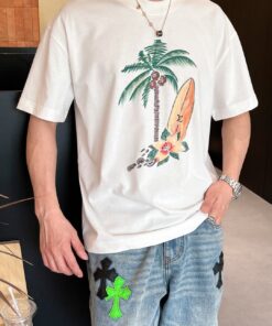 LV高仿手繪短袖T恤白色款 輕鬆穿搭藝術風街頭時尚