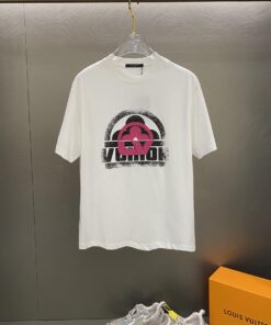 LV高仿標識印花刺繡短袖T恤 白色簡約百搭原單復刻