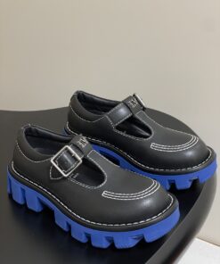 LV瑪莉珍厚底鞋 高仿黑藍拼色原單T字復古樂福鞋 女生復刻潮鞋