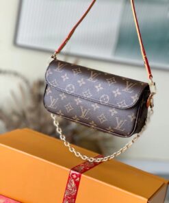 LV高仿老花鏈條肩背包 經典紅邊設計