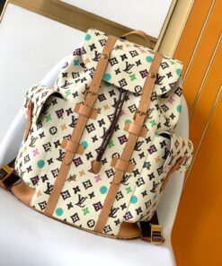 LV高仿M25240彩色後背包復刻老花設計Christopher限量版款