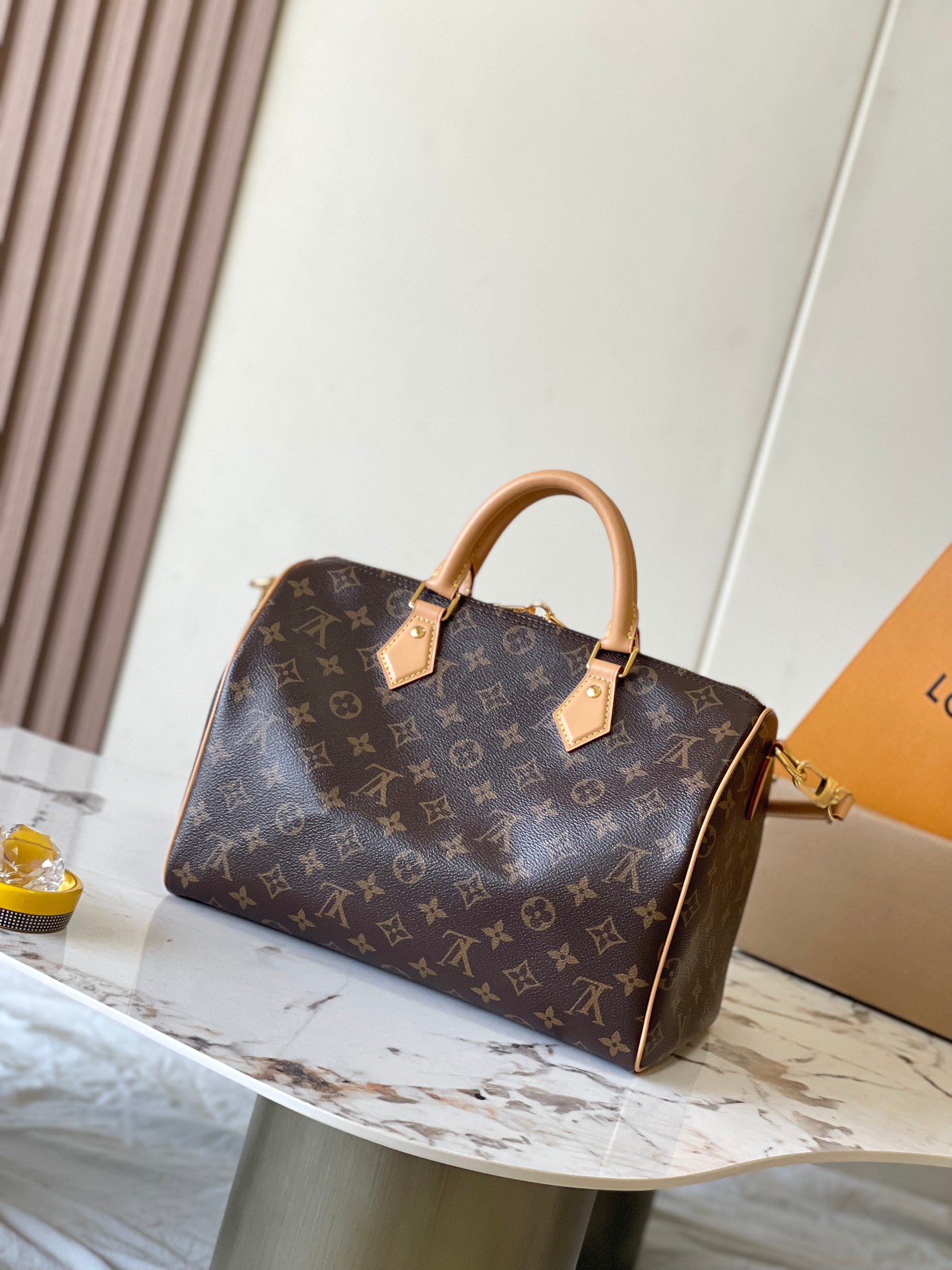 LV高仿M11945波士頓包Speedy 30老花設計旅行肩背手提兩用款｜歐美奢侈品精品推薦