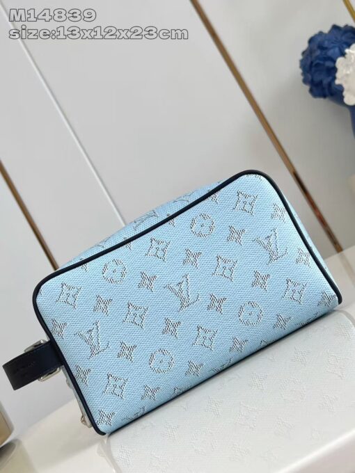 LV A貨M14839迷你手拿包天藍Monogram帆布清爽配色設計款