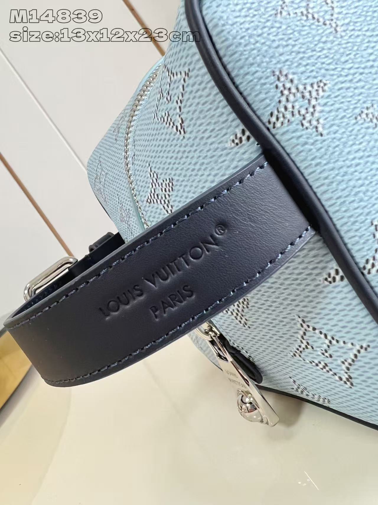 LV A貨M14839迷你手拿包天藍Monogram帆布清爽配色設計款｜歐美奢侈品精品推薦
