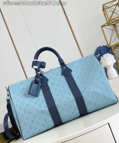 LV高仿M14837天藍旅行袋Monogram大容量設計帆布運動手提包