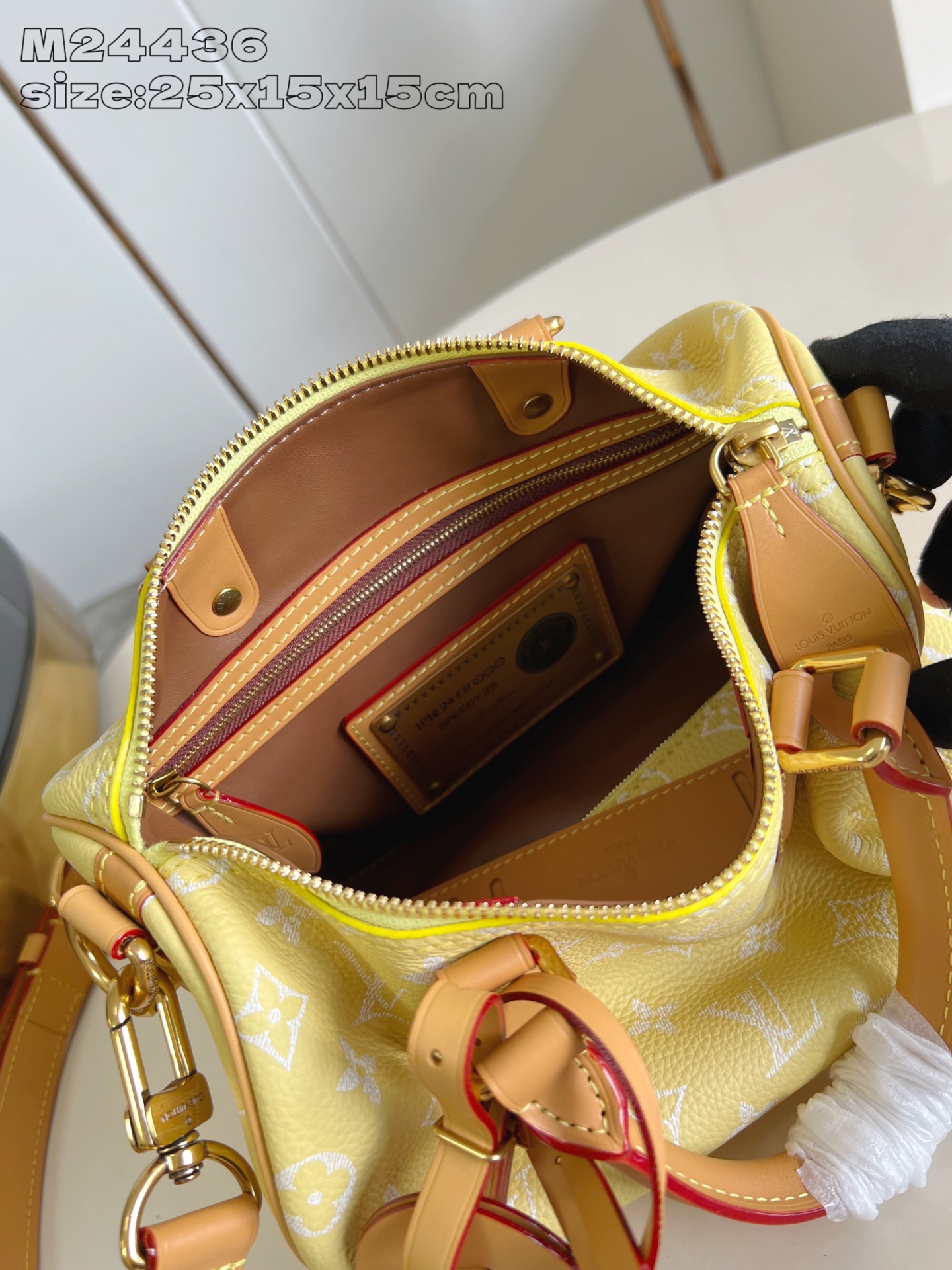 LV精品仿製 M24436 檸檬黃Speedy小號手袋 限定清新款｜歐美奢侈品精品推薦