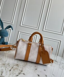 LV一比一白色帆布手提包 小尺寸圓筒復古手袋