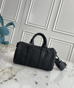 LV精品仿製全黑Nano Speedy牛皮手袋極簡無Logo通勤首選