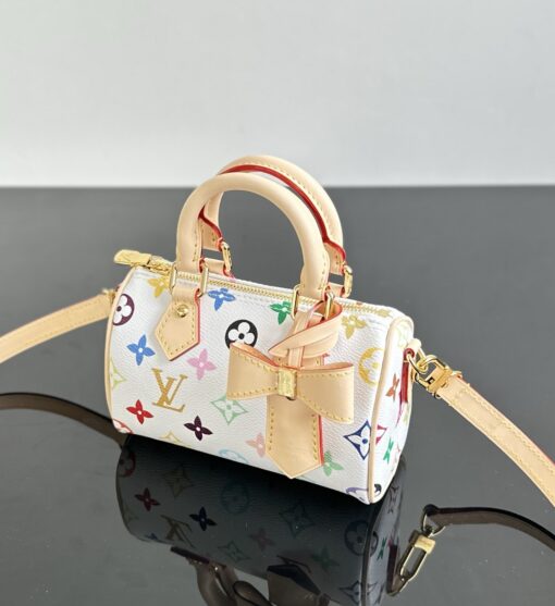 LV高仿白色Multicolor Nano Speedy蝴蝶結設計甜美復古小包