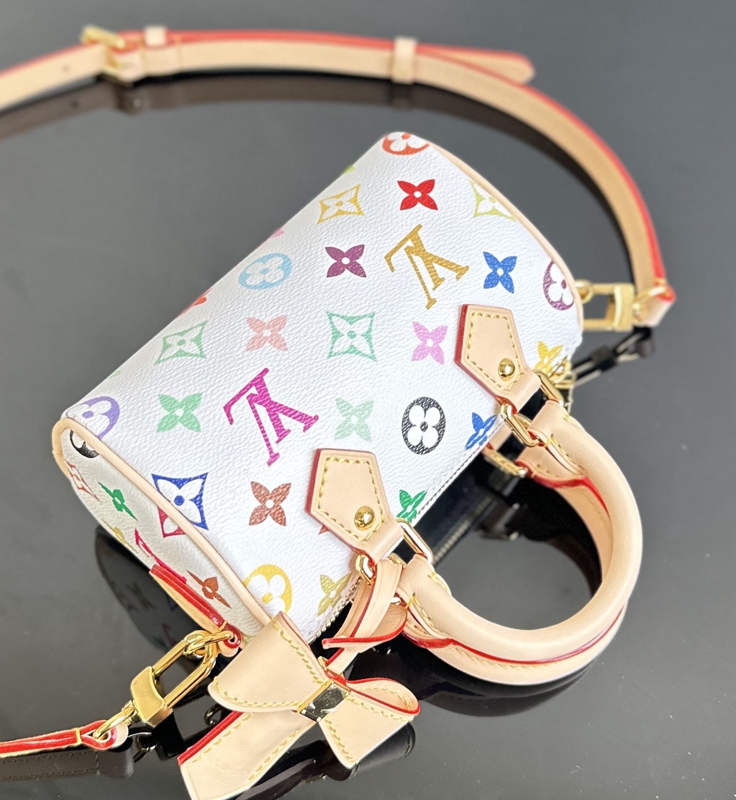 LV高仿白色Multicolor Nano Speedy蝴蝶結設計甜美復古小包｜歐美奢侈品精品推薦