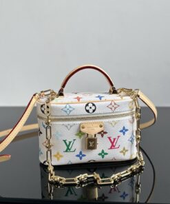 LV高仿Multicolor化妝箱包白底Monogram鎖頭鏈條造型精品