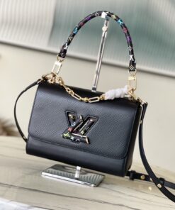 LV原單M13243 Twist MM黑色Epi皮革彩色Logo鎖扣精品推薦