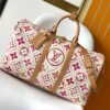 LV高仿M11251 Keepall 50粉紅Monogram Giant拼紋旅行袋推薦款｜歐美奢侈品精品推薦