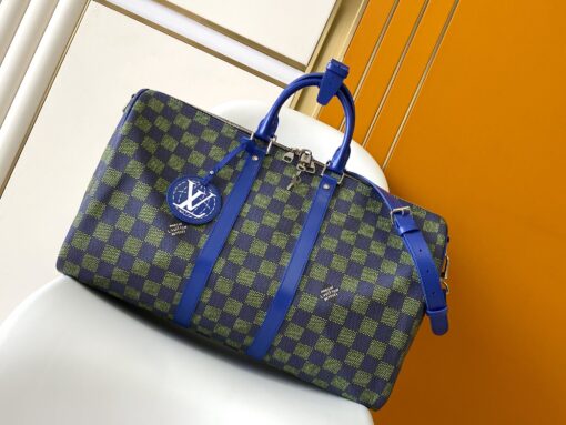 LV原單M00161 Keepall 50藍綠Damier格紋旅行袋潮流設計推薦