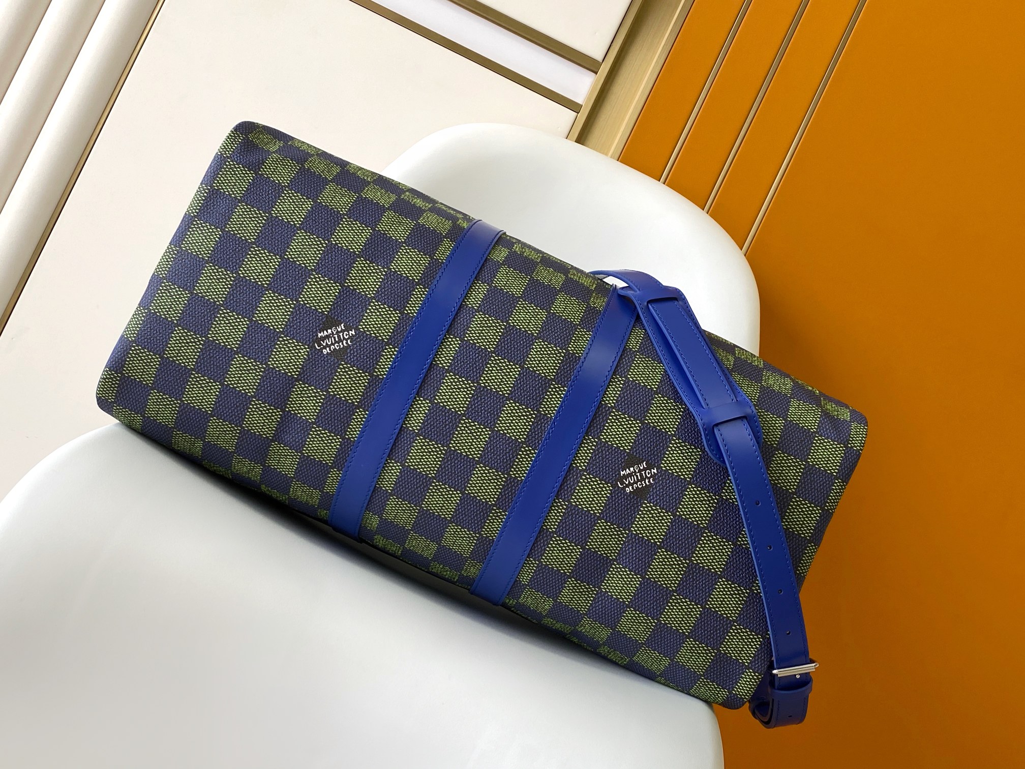 LV原單M00161 Keepall 50藍綠Damier格紋旅行袋潮流設計推薦｜歐美奢侈品精品推薦