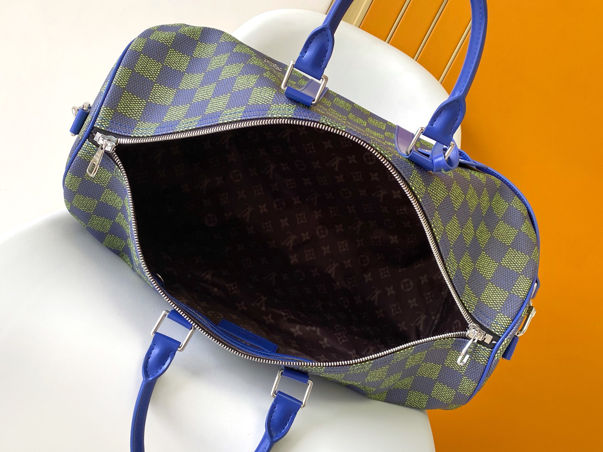 LV原單M00161 Keepall 50藍綠Damier格紋旅行袋潮流設計推薦｜歐美奢侈品精品推薦