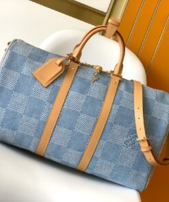 LV一比一N40739 Keepall 50牛仔藍Damier Denim旅行袋時尚推薦款